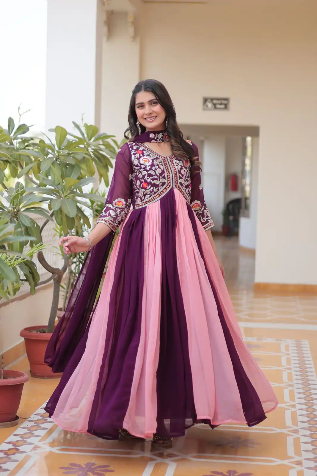 Ram 079 Wine Fox Georgette Gown Perfect for Wedding, Party, Eid, Temple Visit, Pongal – . Best Price ₹2049. Delivery 4-6 Working Days. Shop now. | Bollywood Gowns, Creative Gowns, Designer Gowns, Embroidered Gowns, Gowns, Party Wear Gowns