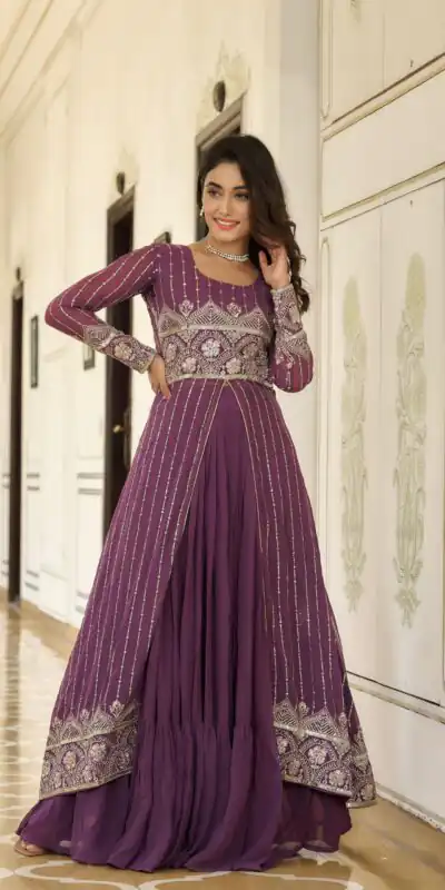 Ram 048 Wine Fox Georgette Lehenga Choli with Embroidery Work. Available at ₹2599 only. Delivery 4-6 Working Days. Shop now. | Bollywood Lehenga, Creative Lehenga, Designer Lehenga, Embroidered Lehenga, Lehenga, Party Wear Lehenga