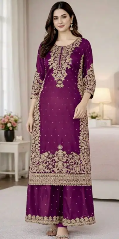 SSR 535 Wine Color in Organza Silk Embroidery Work Salwar Suit . Available at ₹2399 only. Delivery 4-6 Working Days. Shop now. | Casual Suits, Jump Suits, Tops & Bottoms, Track Suits, Trendy Wear, Creative suits, Designer Suits, Palazzo Suits, Party Wear Suits, Patiala Suits, Salwar suit, Straight Suits
