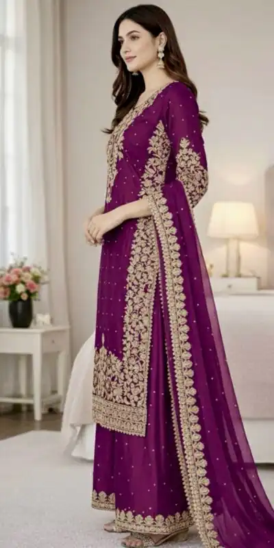 SSR 535 Wine Color in Organza Silk Embroidery Work Salwar Suit . Available at ₹2399 only. Delivery 4-6 Working Days. Shop now. | Casual Suits, Jump Suits, Tops & Bottoms, Track Suits, Trendy Wear, Creative suits, Designer Suits, Palazzo Suits, Party Wear Suits, Patiala Suits, Salwar suit, Straight Suits