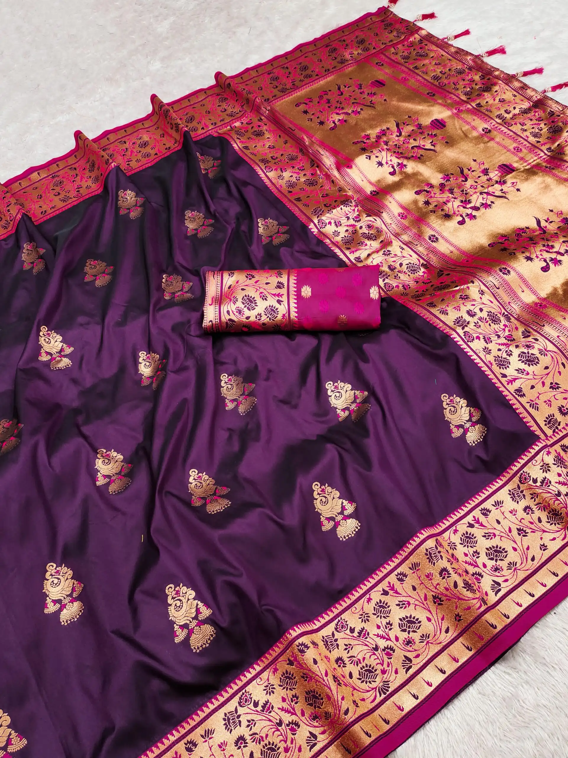 MB 28 Wine Pethani Silk Saree with Zari Work & Lace Work. Wedding, Party, Festive, Events Grab it for ₹2099. Delivery 4-6 Working Days. Shop now. | Creative Sarees, Embroidered Sarees, Bollywood Sarees, Designer Sarees, Ethnic Saree, Modern Digital sarees, Party Wear Sarees, Sarees