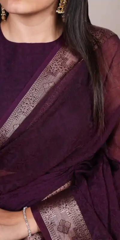 YNF 7911 Wine Poly Shimmer Saree Perfect for Wedding, Party, Ganesh Chaturthi, Bridal Wear, Temple Visit –. Available at ₹1499 only. Delivery 4-6 Workin | Creative Sarees, Embroidered Sarees, Bollywood Sarees, Designer Sarees, Ethnic Saree, Modern Digital sarees, Party Wear Sarees, Sarees