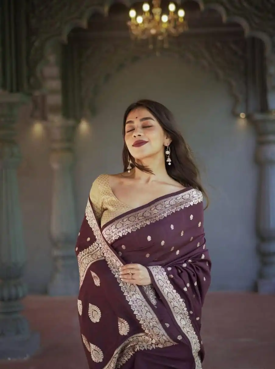 KP 6040 Wine Soft Lilan Slab Saree with Weaving Work Designer Work. Festive Deal ₹1399. Delivery 4-6 Working Days. Shop now. | Creative Sarees, Embroidered Sarees, Bollywood Sarees, Designer Sarees, Ethnic Saree, Modern Digital sarees, Party Wear Sarees, Sarees