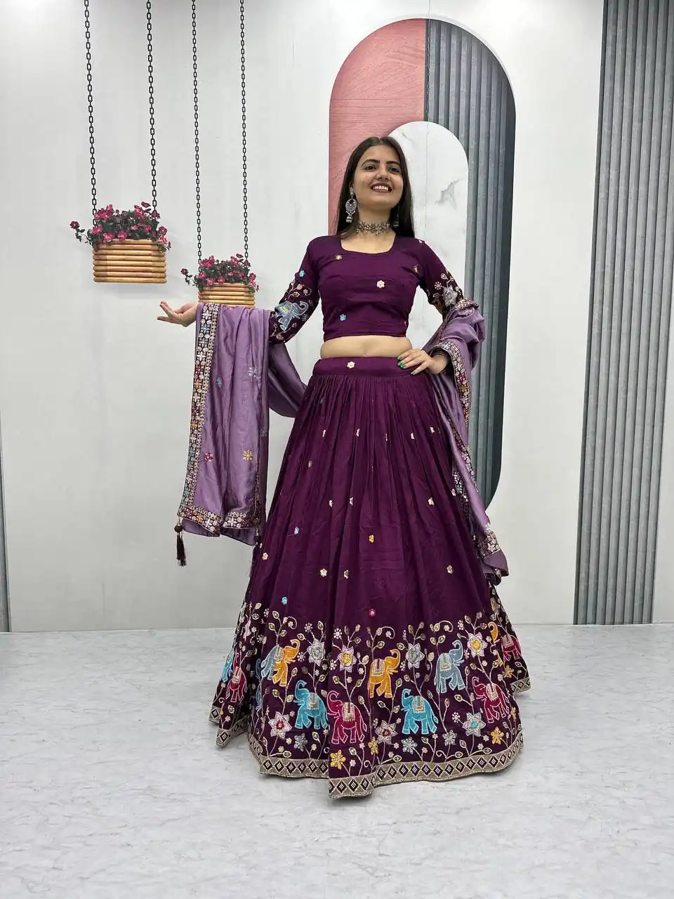 PC 545 Wine Vichitra Silk Lehenga Choli with Lace Border & Lace Work. Special Price ₹3249. Delivery 4-6 Working Days. Shop now. | Bollywood Lehenga, Creative Lehenga, Designer Lehenga, Embroidered Lehenga, Lehenga, Party Wear Lehenga