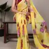 YNF 7009 Yellow Chiffon Saree with Lace Work. Wedding, Party, Festive, Events, Exclusive Offer ₹1749. Delivery 4-6 Working Days. Shop now. | Creative Sarees, Embroidered Sarees, Bollywood Sarees, Designer Sarees, Ethnic Saree, Modern Digital sarees, Party Wear Sarees, Sarees