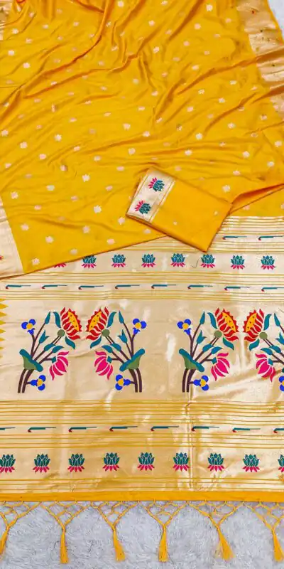 MB 2 Yellow Paithani Silk Saree with Lace Work & Zari Work. Introductory Price ₹2049. Delivery 4-6 Working Days. Shop now. | Creative Sarees, Embroidered Sarees, Bollywood Sarees, Designer Sarees, Ethnic Saree, Modern Digital sarees, Party Wear Sarees, Sarees