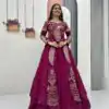 Wine Vichitra Sequence Work Lehenga Choli