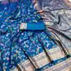 Blue Banarasi Silk With Zari Lace Work Saree