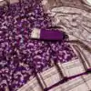 Wine Banarasi Silk With Zari Lace Work Saree
