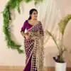 Wine Fendy Silk Lace Mirror Work Saree