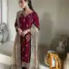 Maroon Georgette Sequence Work Salwar Suit