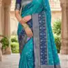 Firozi Pochampalli Silk Zari Work Saree