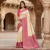 Off White Pochampalli Silk Zari Work Saree