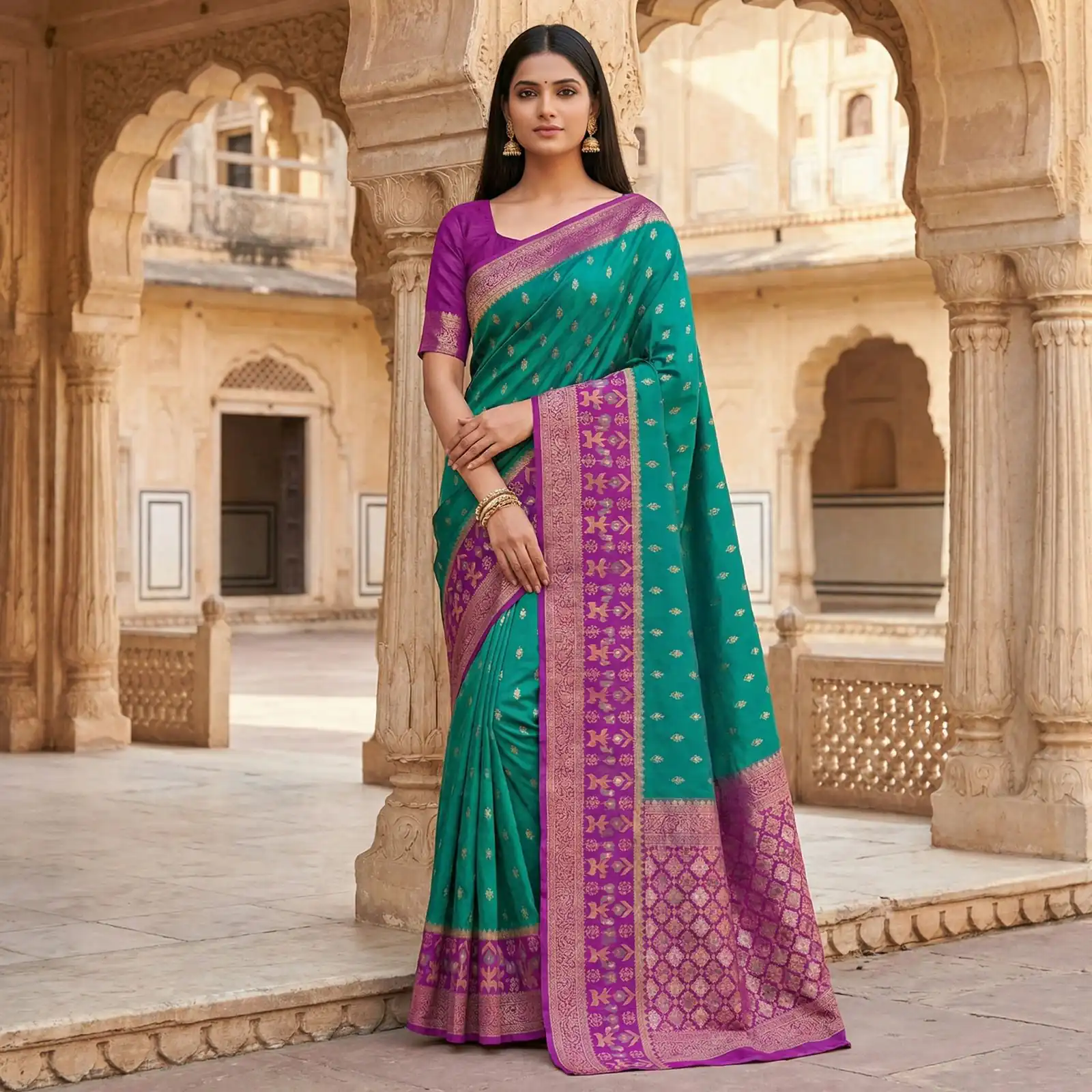 Rama Pochampalli Silk Zari Work Saree