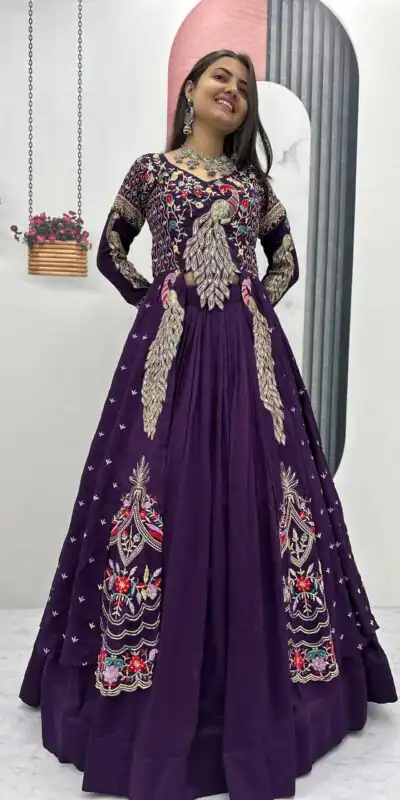 Purple Vichitra Sequence Work Lehenga Choli