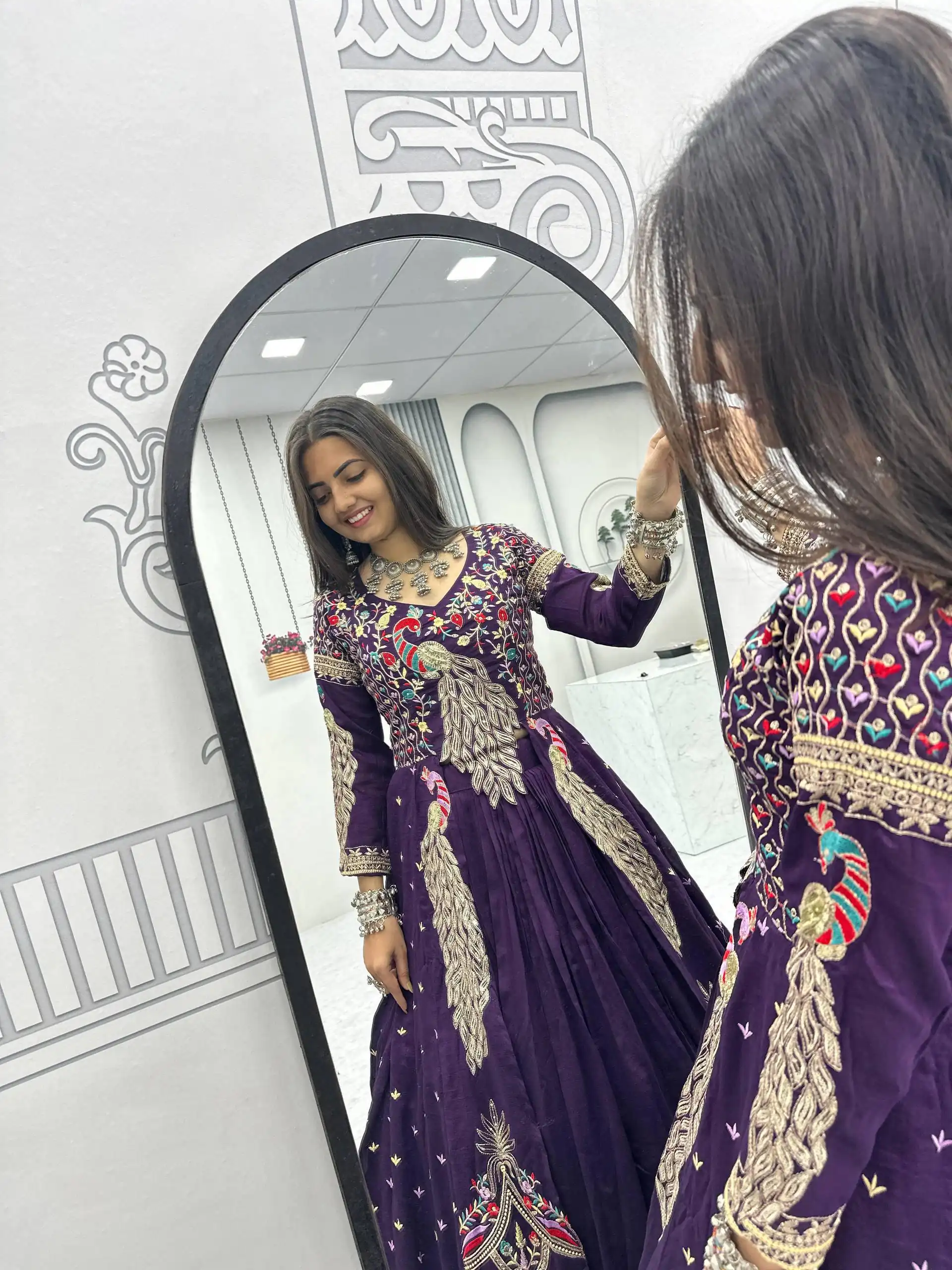 Purple Vichitra Sequence Work Lehenga Choli - Image 7