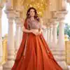 Rust Rangoli Silk Embroidery Work Lehenga Choli