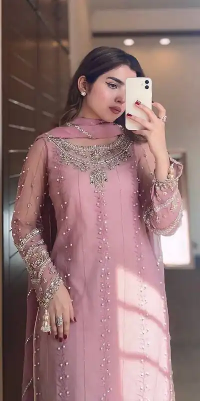 SRK 5276 Baby Pink in Faux Georgette Bead Work & Embroidery Work Salwar Suit . Now at just ₹2049. Delivery 4-6 Working Days. Shop now. | Casual Suits, Jump Suits, Creative suits, Designer Suits, Palazzo Suits, Party Wear Suits, Patiala Suits, Salwar suit, Straight Suits