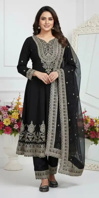 KF-1715 Black in Faux Georgette Embroidery Work & Lace Work Salwar Suit . Get it for ₹2399. Delivery 4-6 Working Days. Shop now. | Casual Suits, Jump Suits, Tops & Bottoms, Track Suits, Trendy Wear, Creative suits, Designer Suits, Palazzo Suits, Party Wear Suits, Patiala Suits, Salwar suit, Straight Suits