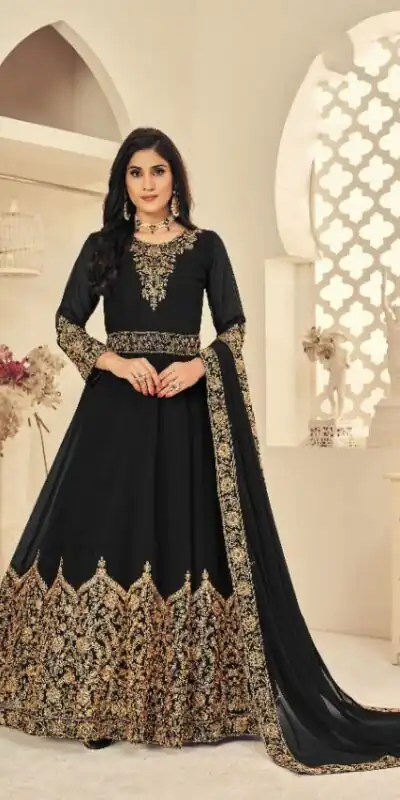 DS 1121 Black Georgette Salwar Suit with Stone Work. Get it for ₹1999. Wedding, Party, Festive, Events, Delivery 4-6 Working Days. Shop now. | Casual Suits, Jump Suits, Tops & Bottoms, Track Suits, Trendy Wear, Creative suits, Designer Suits, Palazzo Suits, Party Wear Suits, Patiala Suits, Salwar suit, Straight Suits