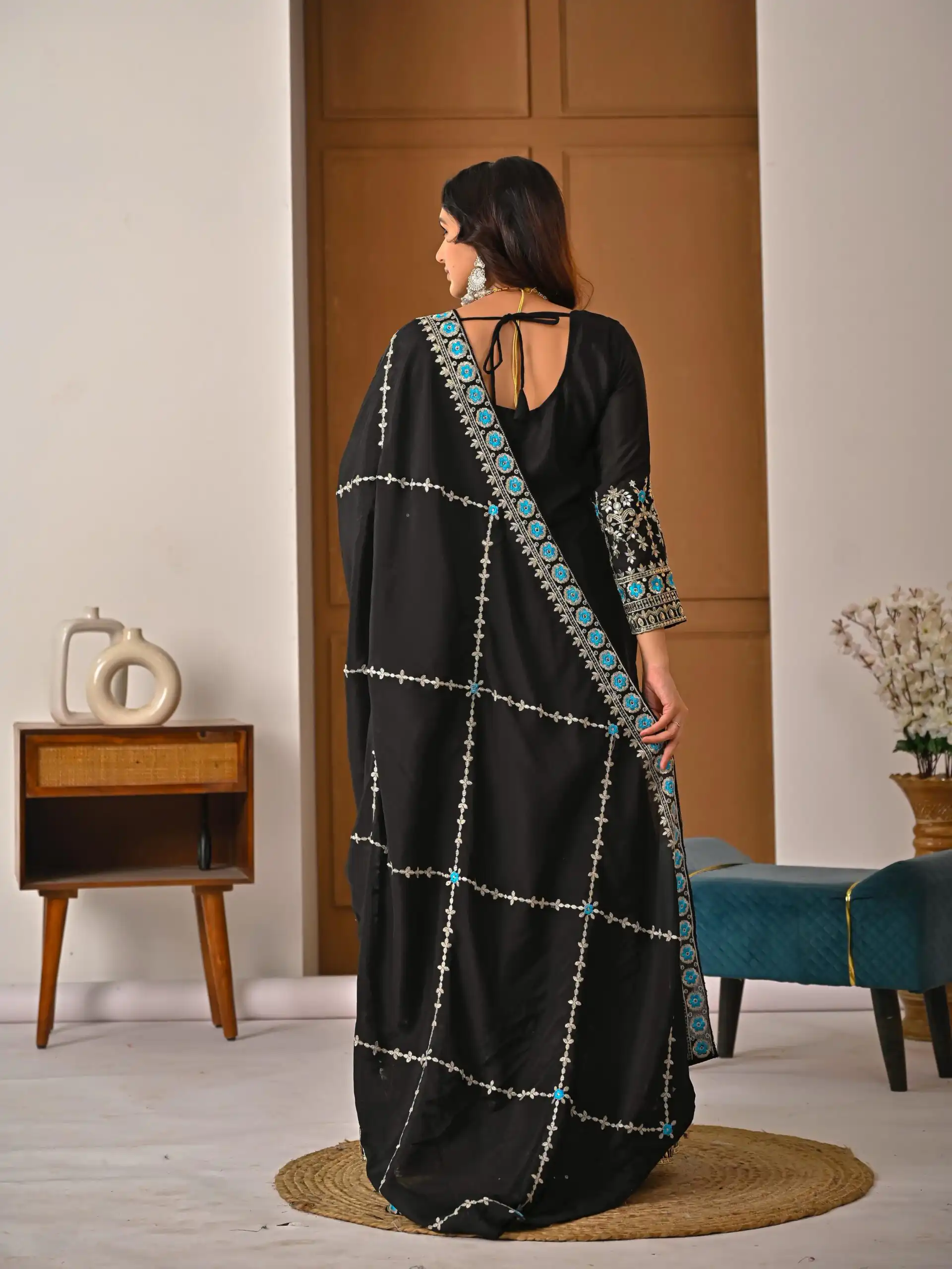 ND 5057 Black NC Vichitra Silk Salwar Suit with Embroidery Work. Special Price ₹2599. Delivery 4-6 Working Days. Shop now. | Casual Suits, Jump Suits, Creative suits, Designer Suits, Palazzo Suits, Party Wear Suits, Patiala Suits, Salwar suit, Straight Suits