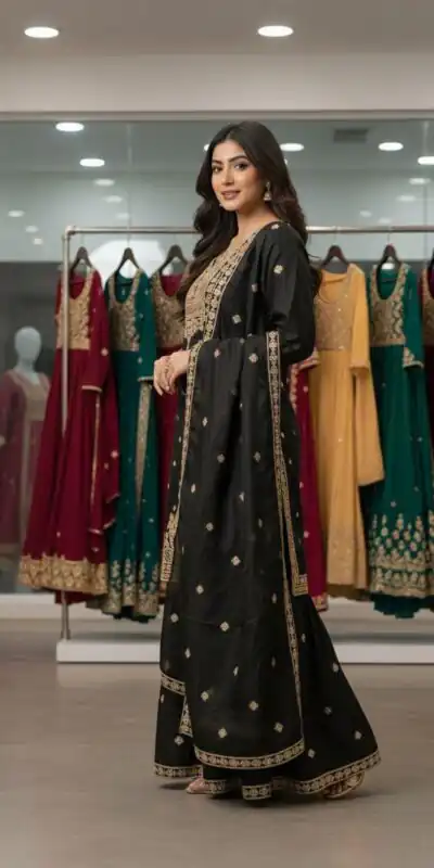 LG 2056 Black Organza Salwar Suit with Embroidery Work. Wedding, Party, Festive, Events Festive Deal ₹2099. Delivery 4-6 Working Days. Shop now. | Casual Suits, Jump Suits, Creative suits, Designer Suits, Palazzo Suits, Party Wear Suits, Patiala Suits, Salwar suit, Straight Suits