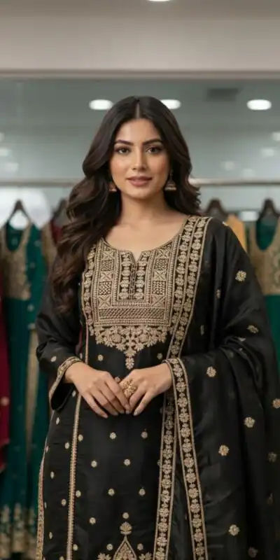 LG 2056 Black Organza Salwar Suit with Embroidery Work. Wedding, Party, Festive, Events Festive Deal ₹2099. Delivery 4-6 Working Days. Shop now. | Casual Suits, Jump Suits, Creative suits, Designer Suits, Palazzo Suits, Party Wear Suits, Patiala Suits, Salwar suit, Straight Suits