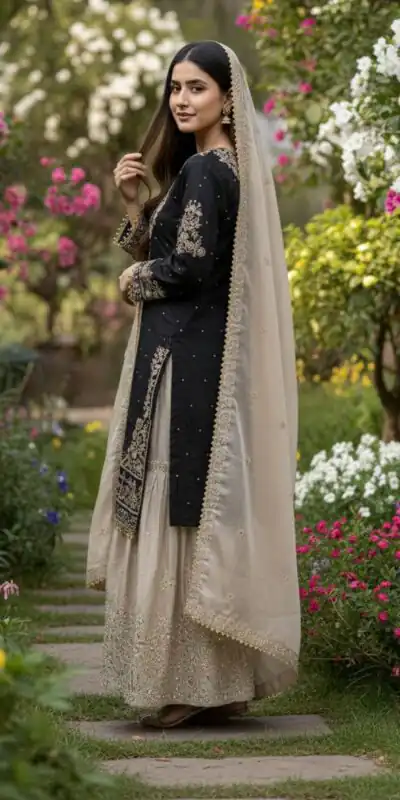 SR 1694 Black Organza Silk Salwar Suit with Embroidery Work & Lace Work. Exclusive Offer ₹1999. Delivery 4-6 Working Days. Shop now. | Casual Suits, Jump Suits, Creative suits, Designer Suits, Palazzo Suits, Party Wear Suits, Patiala Suits, Salwar suit, Straight Suits