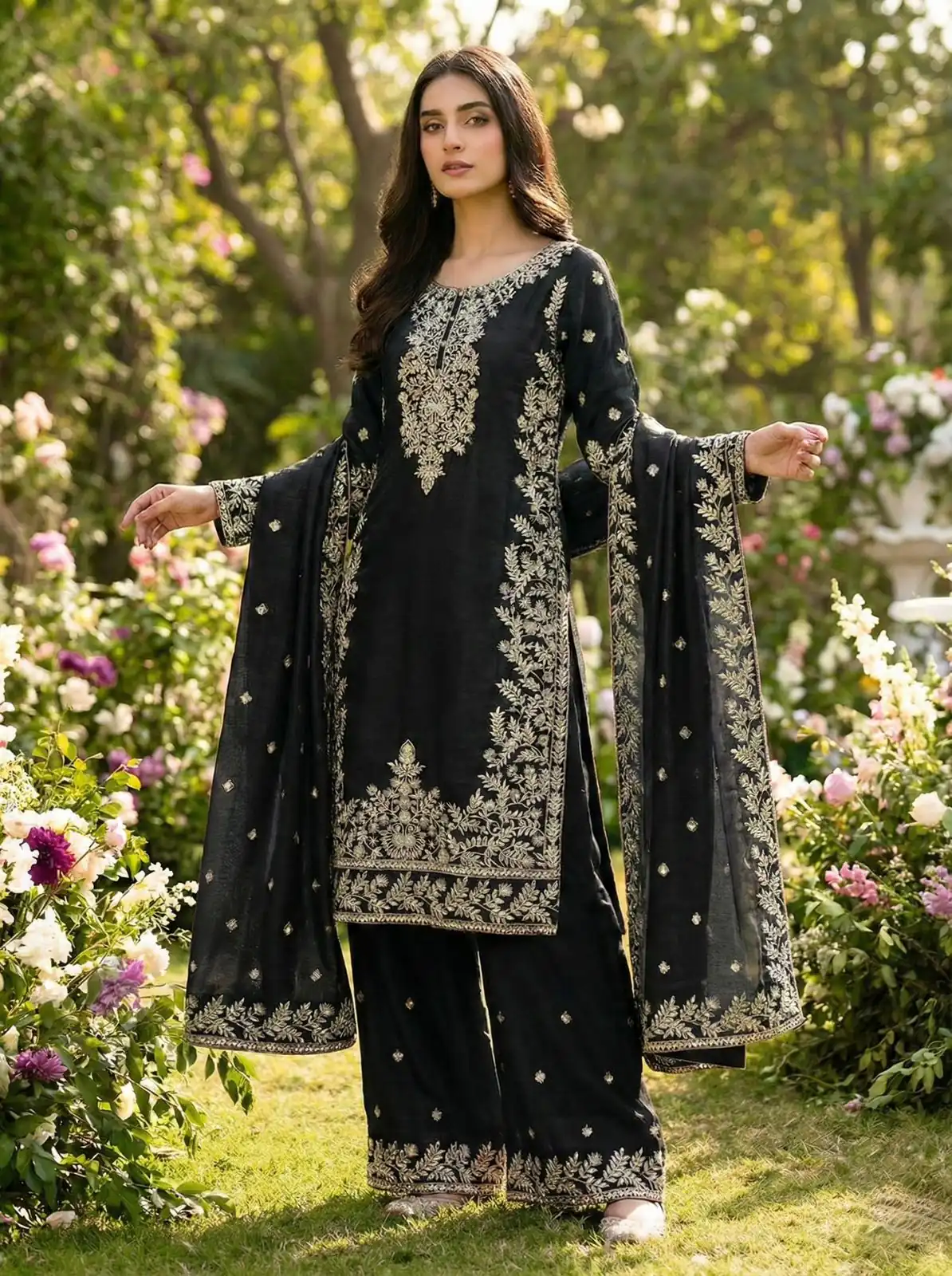 SRK 5316 Black Organza Silk Salwar Suit Perfect for Wedding, Party, Makar Sankranti, Eid, Durga Puja – . Affordable Price ₹2149. Delivery 4-6 Workin | Casual Suits, Jump Suits, Creative suits, Designer Suits, Palazzo Suits, Party Wear Suits, Patiala Suits, Salwar suit, Straight Suits