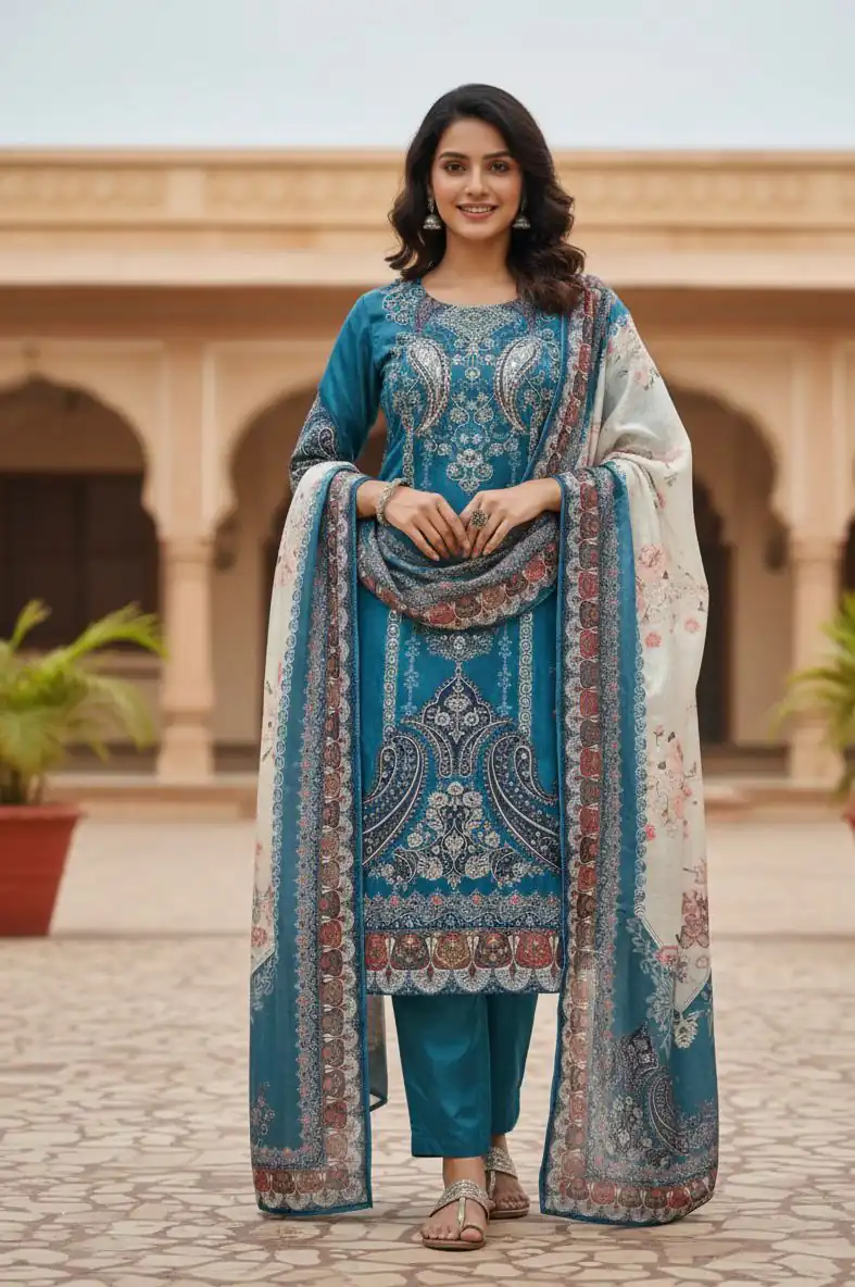 BE 438 Blue Chinon Salwar Suit Perfect for Wedding, Party, Temple Visit, Reception, Karwa Chauth – . Grab it for ₹1799. Delivery 4-6 Working Days. | Casual Suits, Jump Suits, Creative suits, Designer Suits, Palazzo Suits, Party Wear Suits, Patiala Suits, Salwar suit, Straight Suits