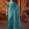 BT 3142 Blue Fandy Satin Silk Saree Perfect for Wedding, Party, Karwa Chauth, Reception, Pooja – . Festive Deal ₹1999. Delivery 4-6 Working Days. | Creative Sarees, Bollywood Sarees, Designer Sarees, Embroidered Sarees, Ethnic Saree, Modern Digital sarees, Party Wear Sarees, Sarees