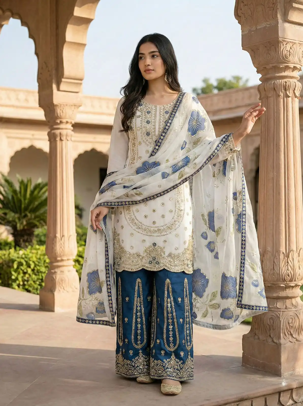 NSR 884 Blue Organza Silk Salwar Suit with Digital Print & Embroidery Work. Introductory Price ₹2149. Delivery 4-6 Working Days. Shop now. | Casual Suits, Jump Suits, Creative suits, Designer Suits, Palazzo Suits, Party Wear Suits, Patiala Suits, Salwar suit, Straight Suits
