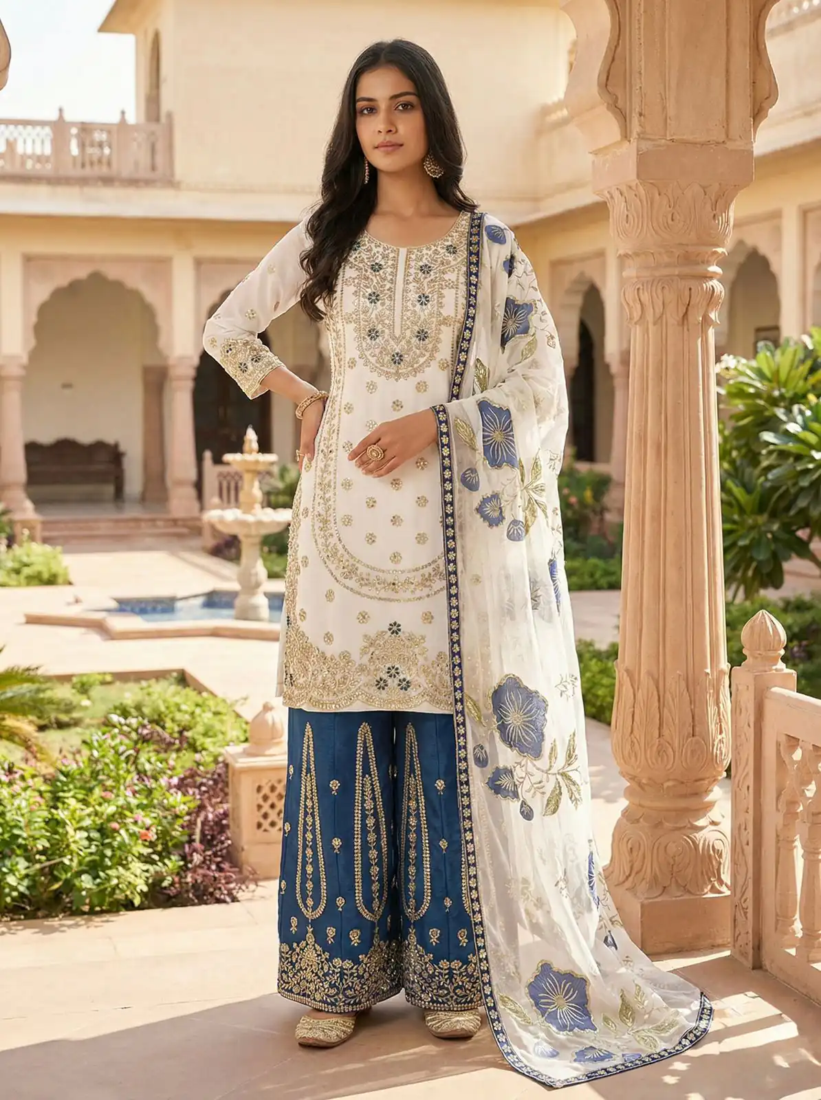 NSR 884 Blue Organza Silk Salwar Suit with Digital Print & Embroidery Work. Introductory Price ₹2149. Delivery 4-6 Working Days. Shop now. | Casual Suits, Jump Suits, Creative suits, Designer Suits, Palazzo Suits, Party Wear Suits, Patiala Suits, Salwar suit, Straight Suits