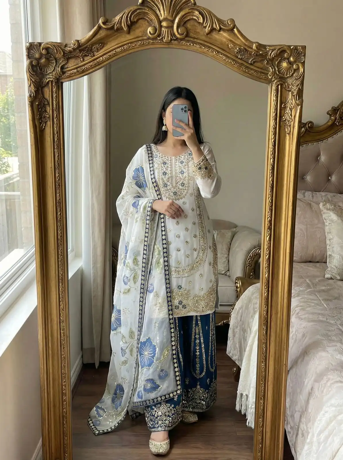 NSR 884 Blue Organza Silk Salwar Suit with Digital Print & Embroidery Work. Introductory Price ₹2149. Delivery 4-6 Working Days. Shop now. | Casual Suits, Jump Suits, Creative suits, Designer Suits, Palazzo Suits, Party Wear Suits, Patiala Suits, Salwar suit, Straight Suits