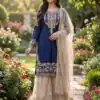 SR 1694 Blue Organza Silk Salwar Suit with Embroidery Work & Lace Work. Exclusive Offer ₹1999. Delivery 4-6 Working Days. Shop now. | Casual Suits, Jump Suits, Creative suits, Designer Suits, Palazzo Suits, Party Wear Suits, Patiala Suits, Salwar suit, Straight Suits