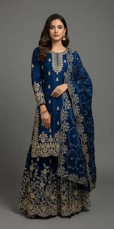 SRK 5319 Blue in Organza Silk Embroidery Work & Lace Work Salwar Suit . Now at just ₹2549. Delivery 4-6 Working Days. Shop now. | Casual Suits, Jump Suits, Creative suits, Designer Suits, Palazzo Suits, Party Wear Suits, Patiala Suits, Salwar suit, Straight Suits