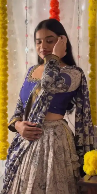 PC 562 Blue in Rion Cotton Kalamkari Print Lehenga Choli . Wedding, Party, Festive, Events, Now at just ₹2149. Delivery 4-6 Working Days. Shop now. | Bollywood Lehenga, Creative Lehenga, Designer Lehenga, Embroidered Lehenga, Lehenga, Party Wear Lehenga