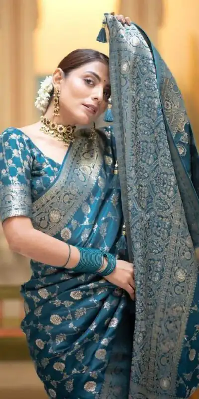 KPR 208 Blue in Color Soft Lichi Silk Designer Work Saree . Available at ₹1399 only. Delivery 4-6 Working Days. Shop now. | Creative Sarees, Bollywood Sarees, Designer Sarees, Embroidered Sarees, Ethnic Saree, Modern Digital sarees, Party Wear Sarees, Sarees