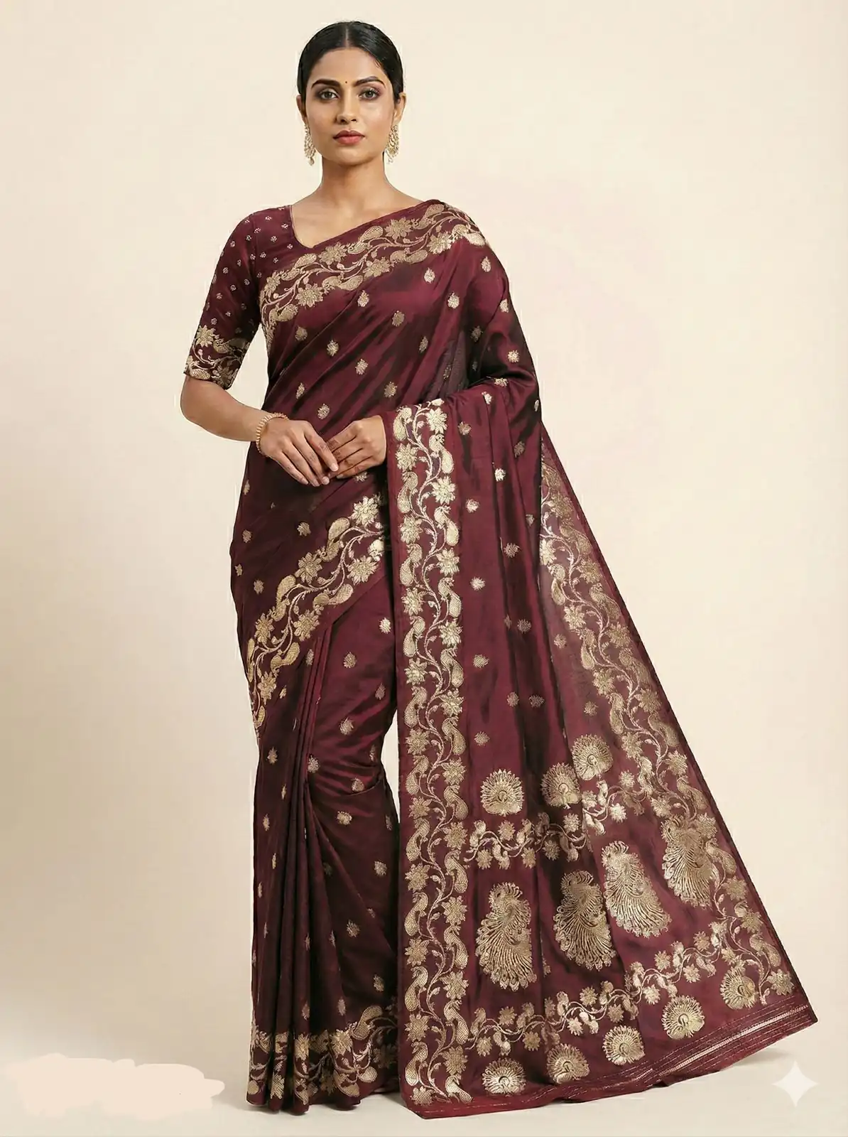 MB 213 Brown Color Zari Work & Lace Work Saree in Banarasi Soft. Grab it for ₹1899. Delivery 4-6 Working Days .Online Shop now. | Creative Sarees, Bollywood Sarees, Designer Sarees, Embroidered Sarees, Ethnic Saree, Modern Digital sarees, Party Wear Sarees, Sarees