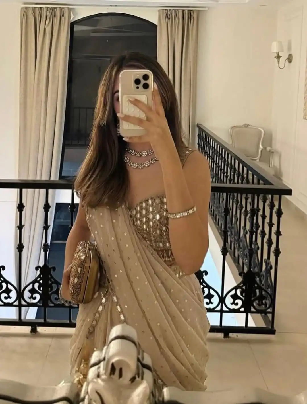 BD 1821 Chiku in Faux Georgette Mirror Work Saree . Wedding, Party, Festive, Events, Grab it for ₹2499. Delivery 4-6 Working Days. Shop now. | Creative Sarees, Bollywood Sarees, Designer Sarees, Embroidered Sarees, Ethnic Saree, Modern Digital sarees, Party Wear Sarees, Sarees