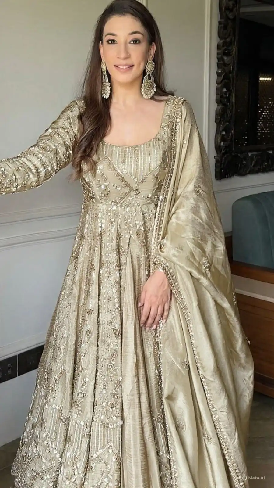 VLM 297 Cream Crunchy Silk with Lace Work & Embroidery Work Gown . Introductory Price ₹2499. Delivery 4-6 Working Days. Shop now. | Bollywood Gowns, Creative Gowns, Designer Gowns, Embroidered Gowns, Gowns, Party Wear Gowns