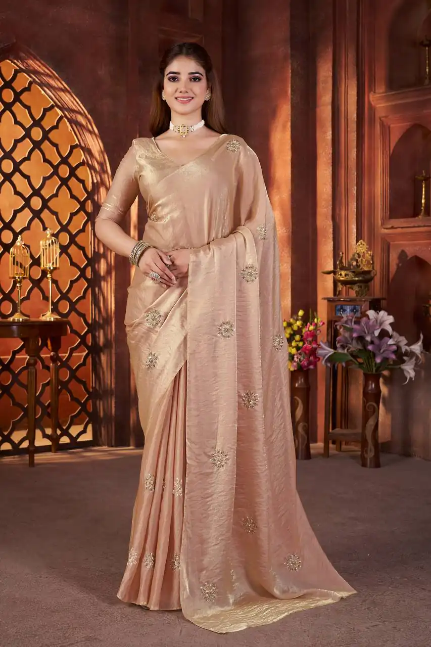 BT 3142 Cream Fandy Satin Silk Saree Perfect for Wedding, Party, Karwa Chauth, Reception, Pooja – . Festive Deal ₹1999. Delivery 4-6 Working Days. | Creative Sarees, Bollywood Sarees, Designer Sarees, Embroidered Sarees, Ethnic Saree, Modern Digital sarees, Party Wear Sarees, Sarees