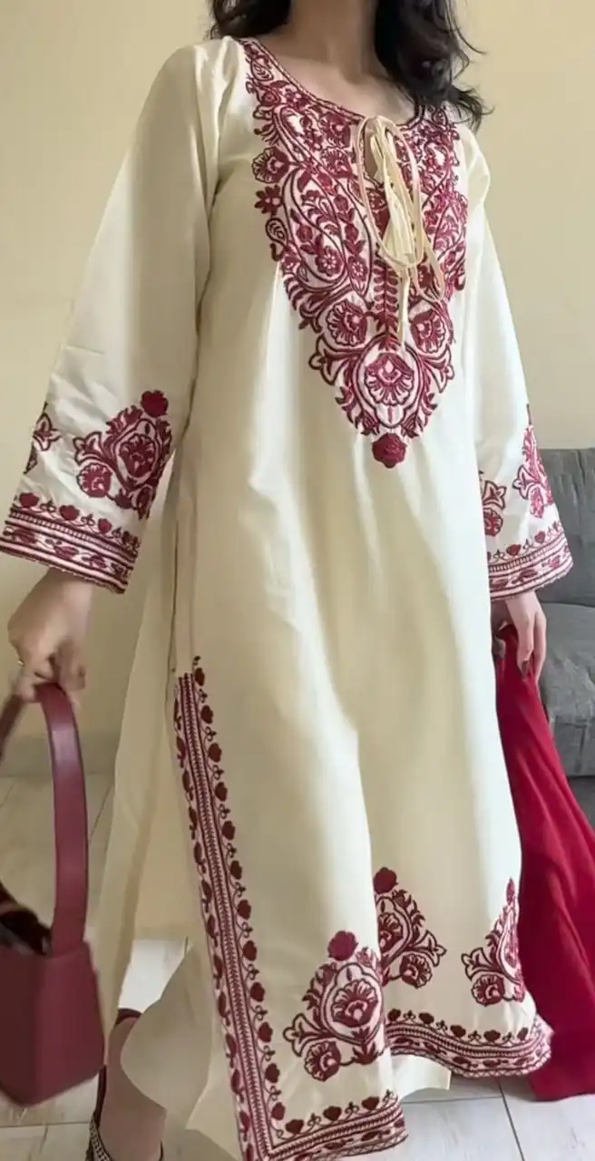 DC 108 Cream Color Natural Crep Salwar Suit with Embroidery Work. Wedding, Party, Festive, Best Price ₹1849. Delivery 4-6 Working Days. Shop now. | Casual Suits, Jump Suits, Creative suits, Designer Suits, Palazzo Suits, Party Wear Suits, Patiala Suits, Salwar suit, Straight Suits