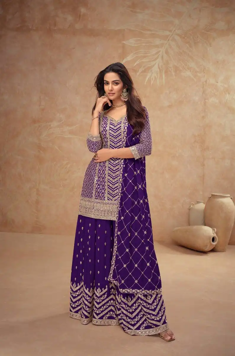 FC 7518 Dark Purple Chinon Salwar Suit Perfect for Wedding, Party, Diwali, Durga Puja, Temple Visit – . Festive Deal ₹3099. Delivery 4-6 Working Days. | Casual Suits, Jump Suits, Tops & Bottoms, Track Suits, Trendy Wear, Creative suits, Designer Suits, Palazzo Suits, Party Wear Suits, Patiala Suits, Salwar suit, Straight Suits