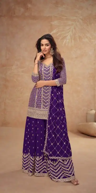 FC 7518 Dark Purple Chinon Salwar Suit Perfect for Wedding, Party, Diwali, Durga Puja, Temple Visit – . Festive Deal ₹3099. Delivery 4-6 Working Days. | Casual Suits, Jump Suits, Tops & Bottoms, Track Suits, Trendy Wear, Creative suits, Designer Suits, Palazzo Suits, Party Wear Suits, Patiala Suits, Salwar suit, Straight Suits