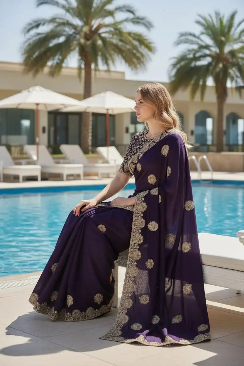 BT 442 Dark Purple in Fandy Satin Silk. Embroidery Work & Zari Work Saree Affordable Price ₹1999. Delivery 4-6 Working Days. Shop now. | Creative Sarees, Bollywood Sarees, Designer Sarees, Embroidered Sarees, Ethnic Saree, Modern Digital sarees, Party Wear Sarees, Sarees