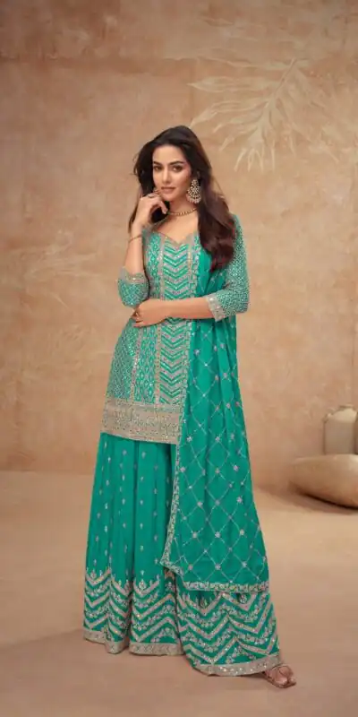 FC 7518 Firozi Chinon Salwar Suit Perfect for Wedding, Party, Diwali, Durga Puja, Temple Visit – . Festive Deal ₹3099. Delivery 4-6 Working Days. | Casual Suits, Jump Suits, Tops & Bottoms, Track Suits, Trendy Wear, Creative suits, Designer Suits, Palazzo Suits, Party Wear Suits, Patiala Suits, Salwar suit, Straight Suits