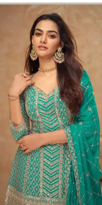 FC 7518 Firozi Chinon Salwar Suit Perfect for Wedding, Party, Diwali, Durga Puja, Temple Visit – . Festive Deal ₹3099. Delivery 4-6 Working Days. | Casual Suits, Jump Suits, Tops & Bottoms, Track Suits, Trendy Wear, Creative suits, Designer Suits, Palazzo Suits, Party Wear Suits, Patiala Suits, Salwar suit, Straight Suits