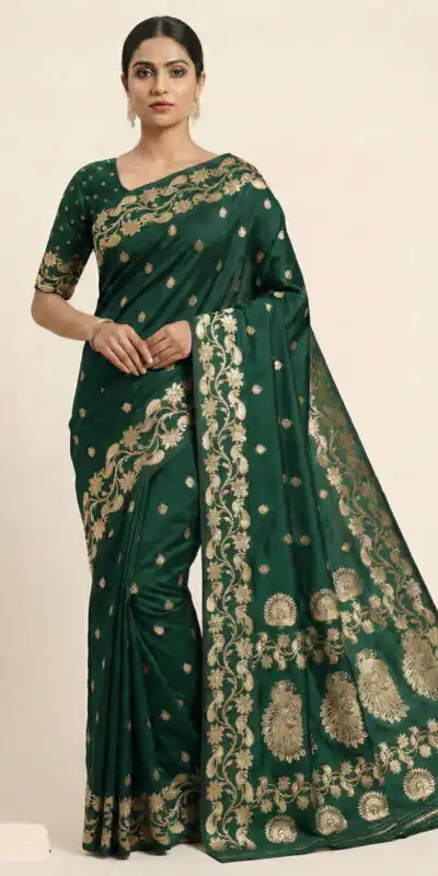 MB 213 Green Color Zari Work & Lace Work Saree in Banarasi Soft. Grab it for ₹1899. Delivery 4-6 Working Days .Online Shop now. | Creative Sarees, Bollywood Sarees, Designer Sarees, Embroidered Sarees, Ethnic Saree, Modern Digital sarees, Party Wear Sarees, Sarees