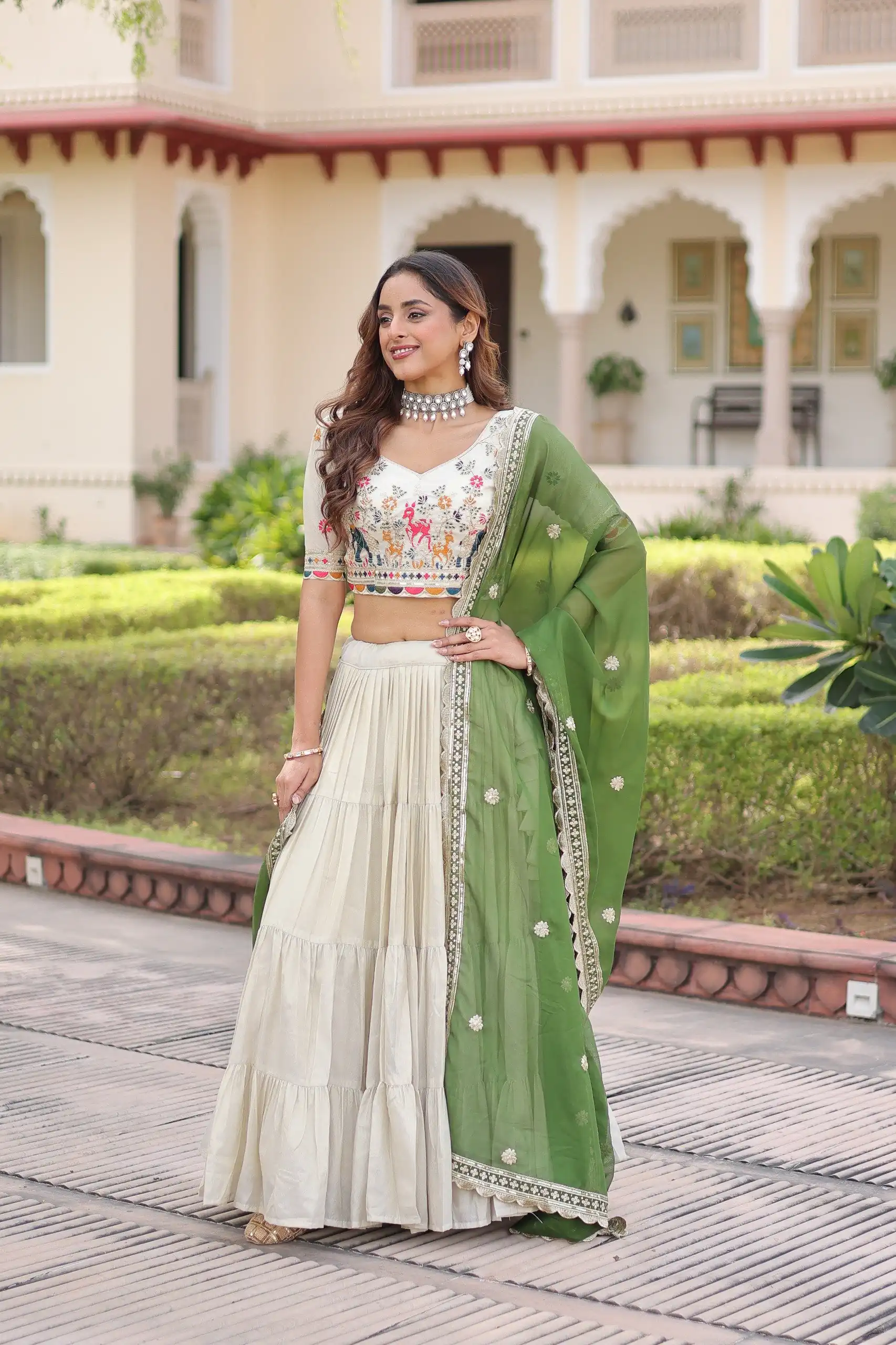KA 5061 Green in Cosmos silk Embroidery Work & Zari Work Lehenga Choli . Get it for ₹2649. Delivery 4-6 Working Days. Shop now. | Bollywood Lehenga, Creative Lehenga, Designer Lehenga, Embroidered Lehenga, Lehenga, Party Wear Lehenga